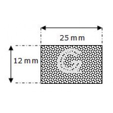 Rechthoekig mosrubber snoer | 12 x 25 mm | rol 50 meter